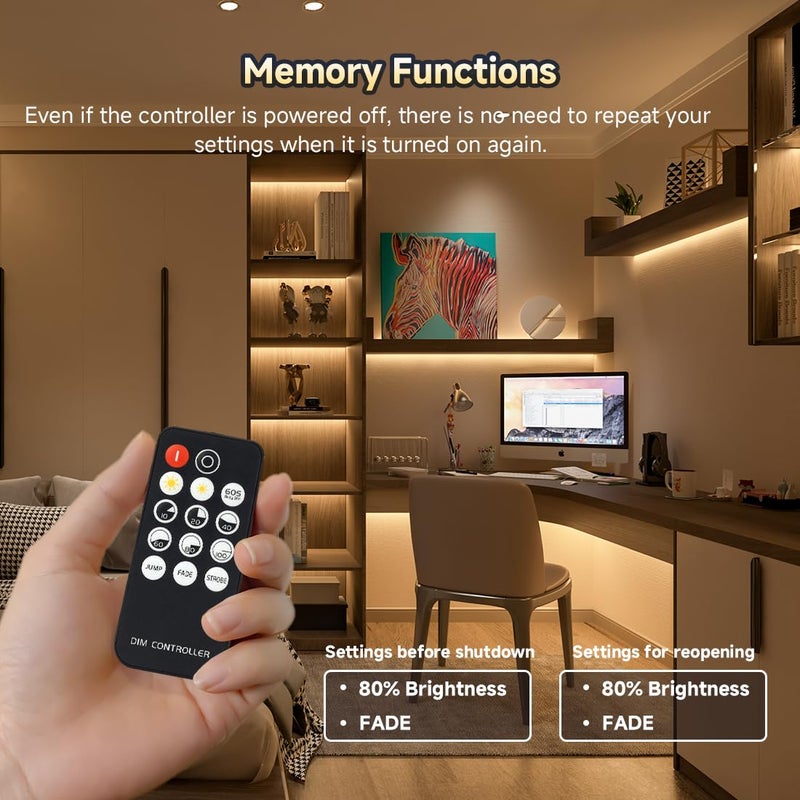 BTF-LIGHTING COB LED Strip Light 24V 16.4FT, 6000K Cool White Dimmable High Density Flexible Tape Light with Remote & Power Adapter, Ultra Bright CRI90+ for Bedroom Kitchen Home Indoor Lighting - Image 3